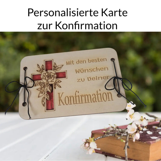 Konfirmation Holzkarte mit Innengravur - Funny Bake