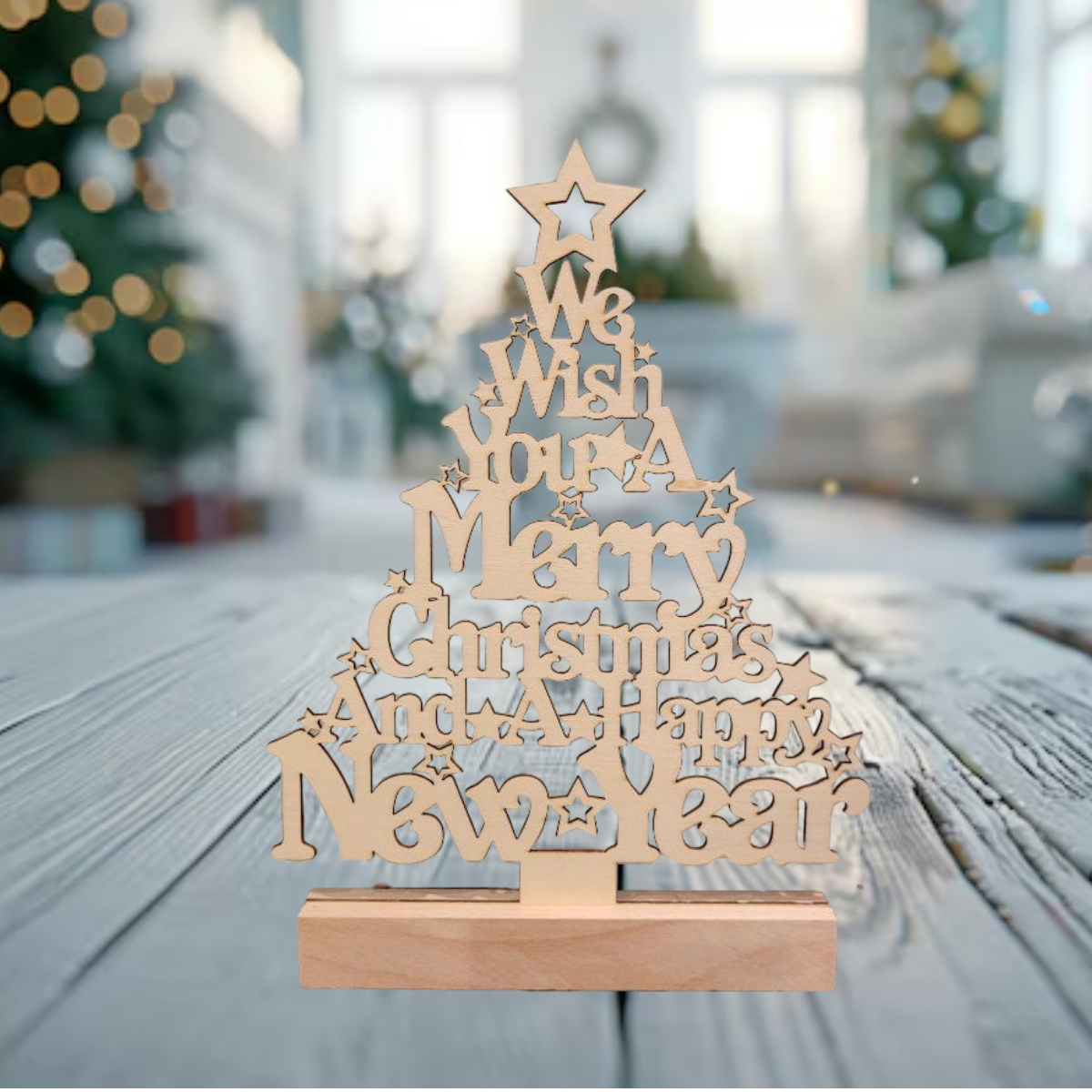 Tischaufsteller aus Holz "Merry Christmas"
