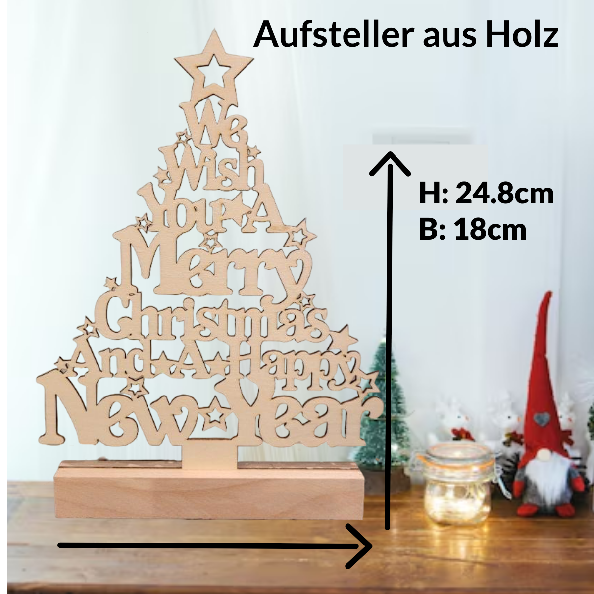 Tischaufsteller aus Holz "Merry Christmas"