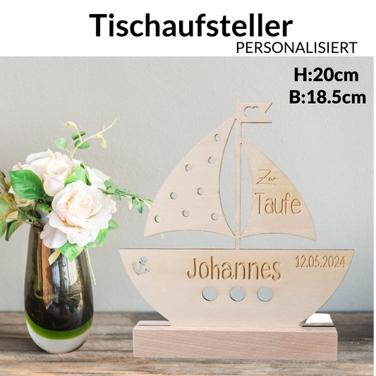 Aufsteller Boot Zur Taufe personalisiert