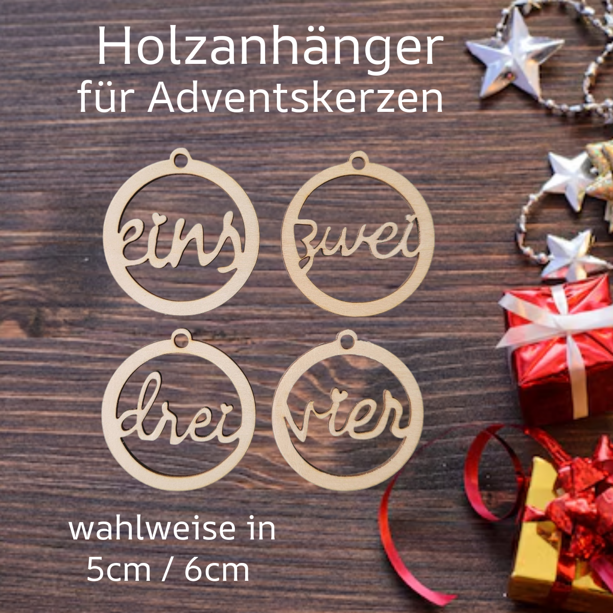 Adventskranzanhänger - augeschriebene Zahlen