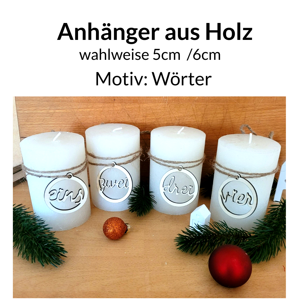 Adventskranzanhänger - augeschriebene Zahlen