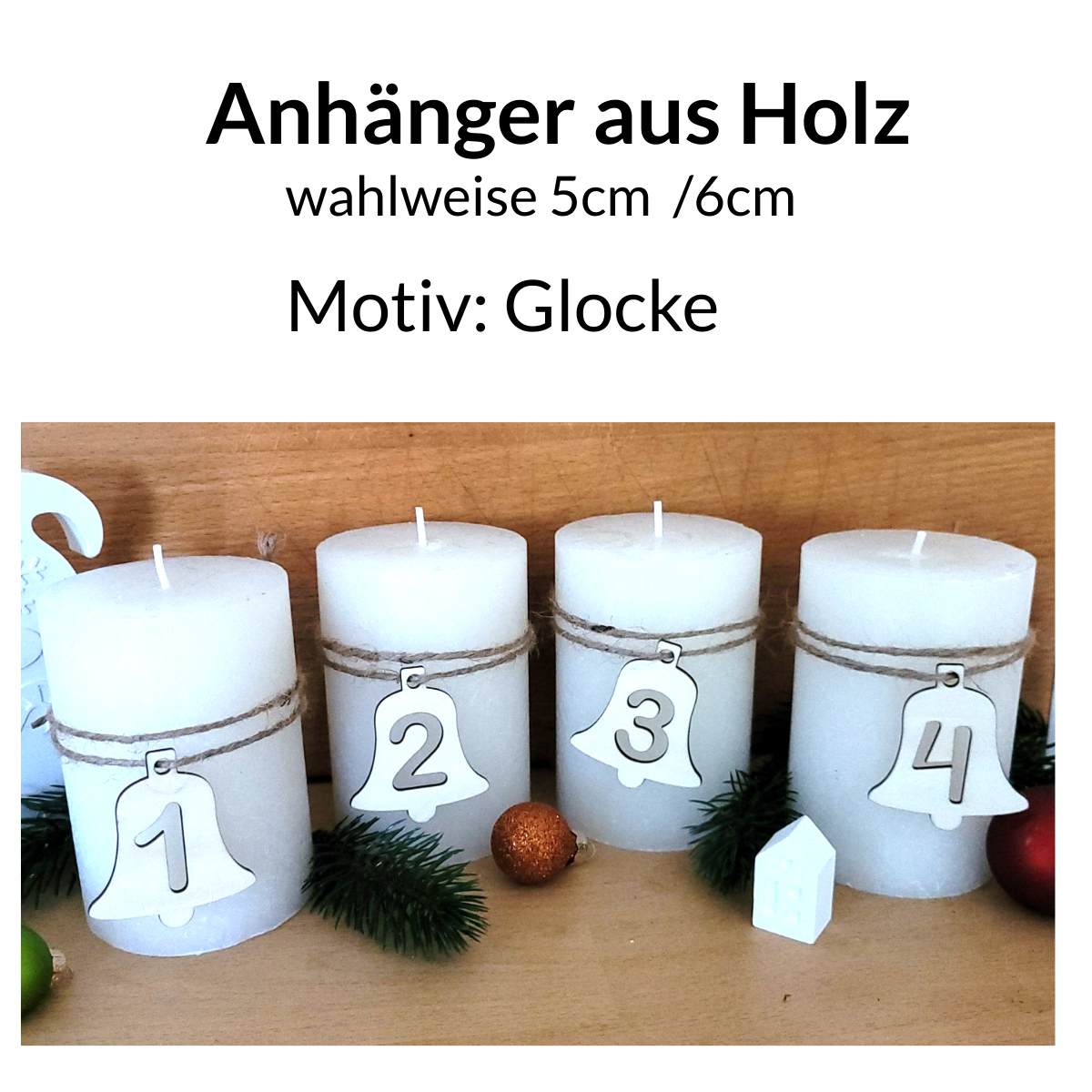 Adventskranz-Anhänger -Glocke mit Zahlen