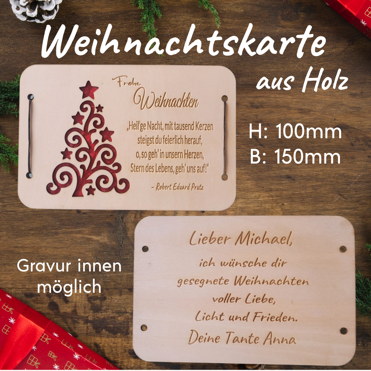 Weihnachtliche Geldkarte mit Vers