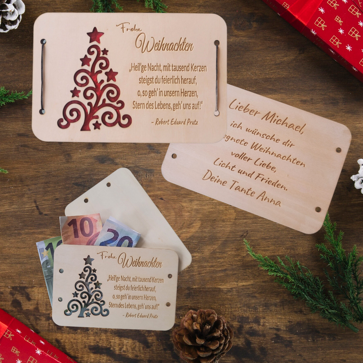Weihnachtliche Geldkarte mit Vers