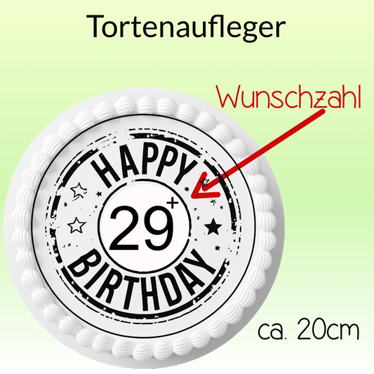 Tortenaufleger Happy Birthday  mit Zahl