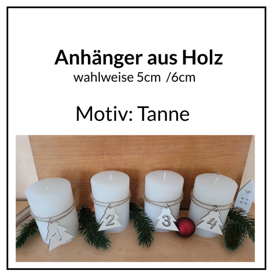 Adventskranz-Anhänger Tannen mit Zahlen