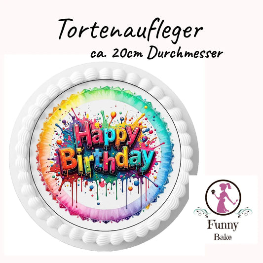 Tortenaufleger Happy Birthday bunt - Funny Bake