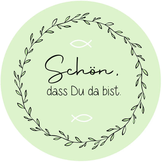 Untersetzer "Schön das du da bist" mintgrün stabil - Funny Bake