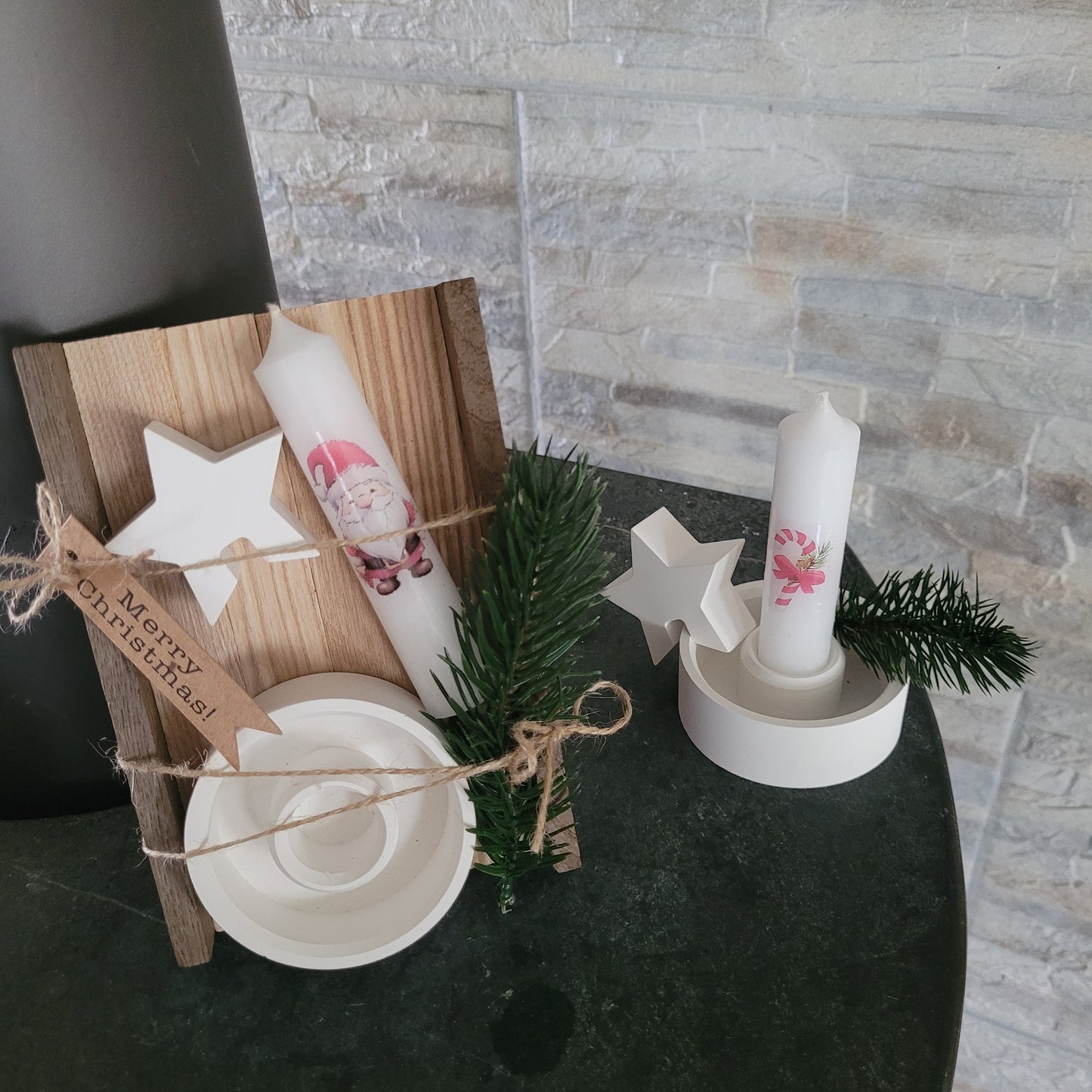 Geschenkset Kerzenhalter mit Kantenhocker und Kerze