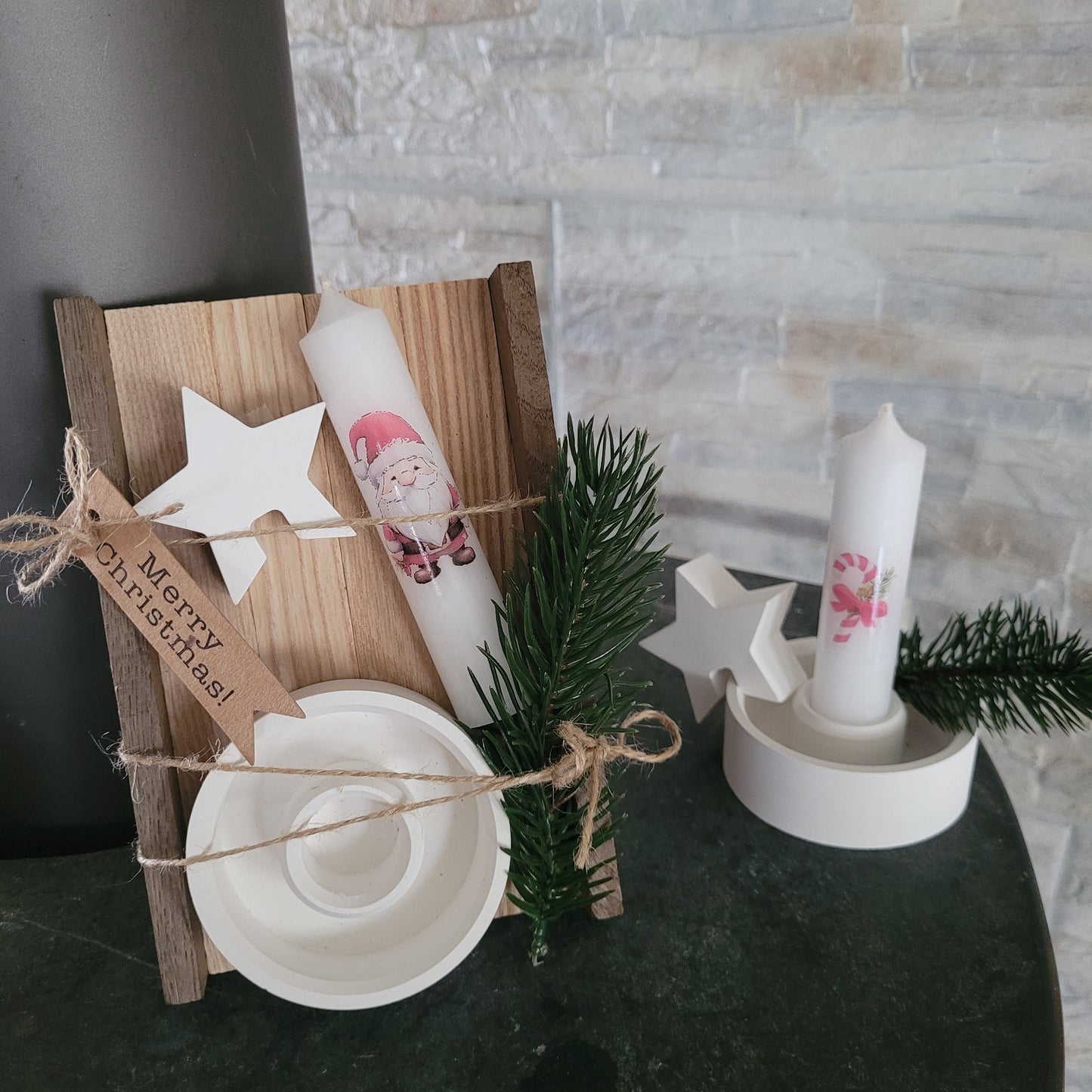 Geschenkset Kerzenhalter mit Kantenhocker und Kerze