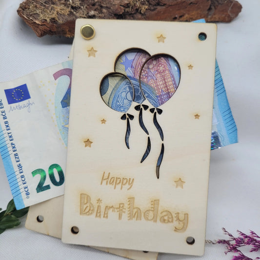 Geldkarte Happy Birthday Ballons - Funny Bake