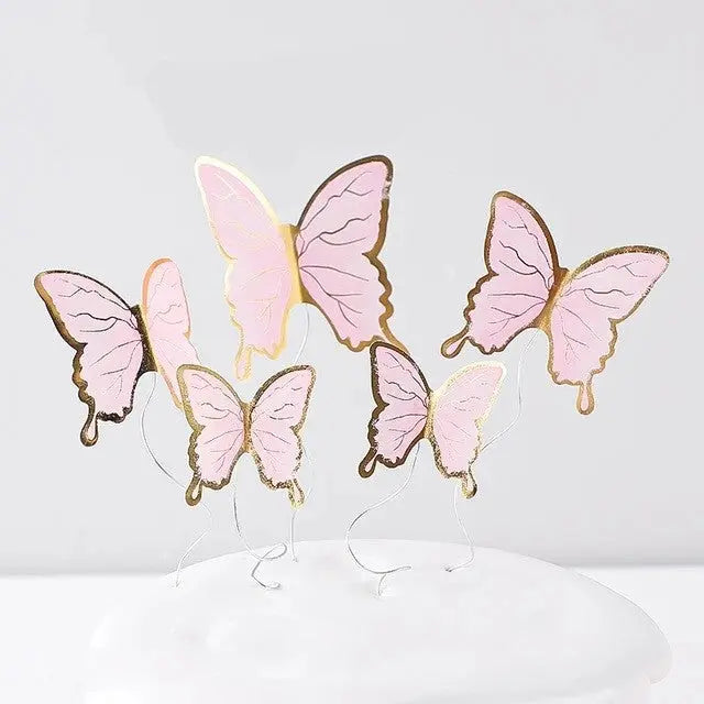 Papierstecker-Set Schmetterlinge rosa gold - Funny Bake