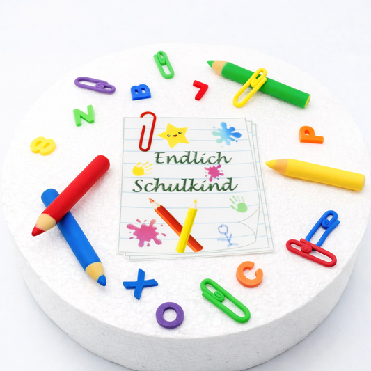 Schultafel Esspapier Aufleger zur Einschulung in Notizzettel-Optik als Tortendeko