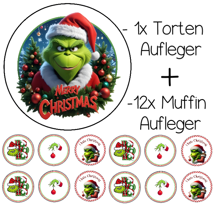 Tortenaufleger-Set Weihnachten Grinch