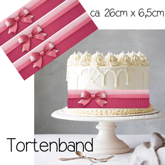 Tortenaufleger rosa Schleife Tortenband Tortenbordüre