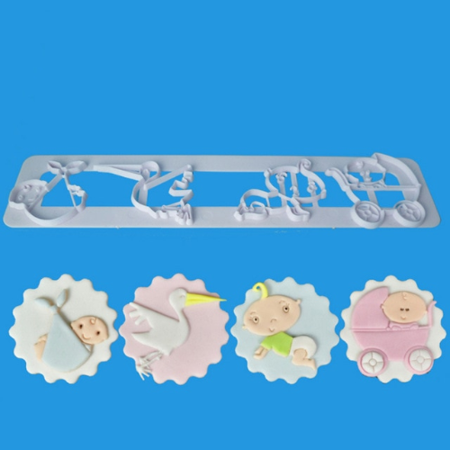 Baby Storch Kinderwaagen Ausstecher Taufe Geburt Fondant