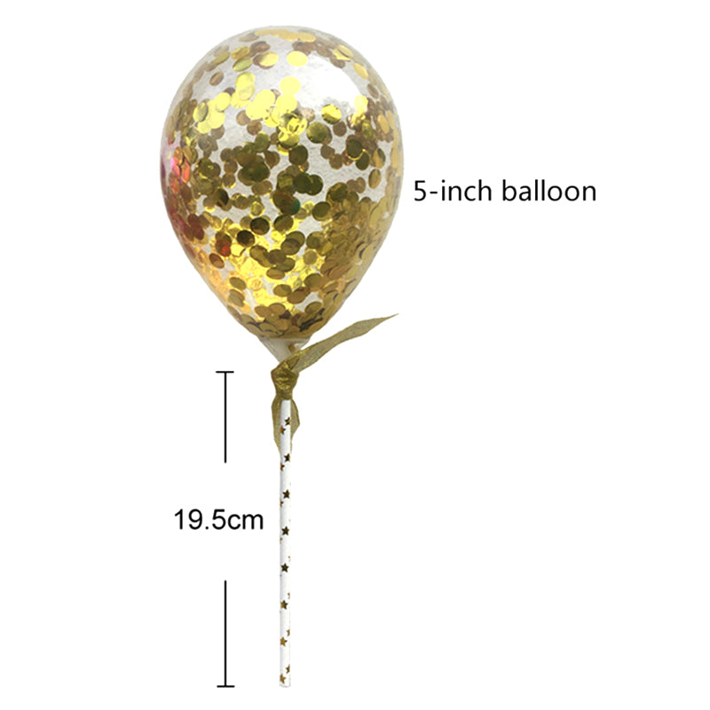 Luftballon Konfetti Tortenstecker Topper - Gold