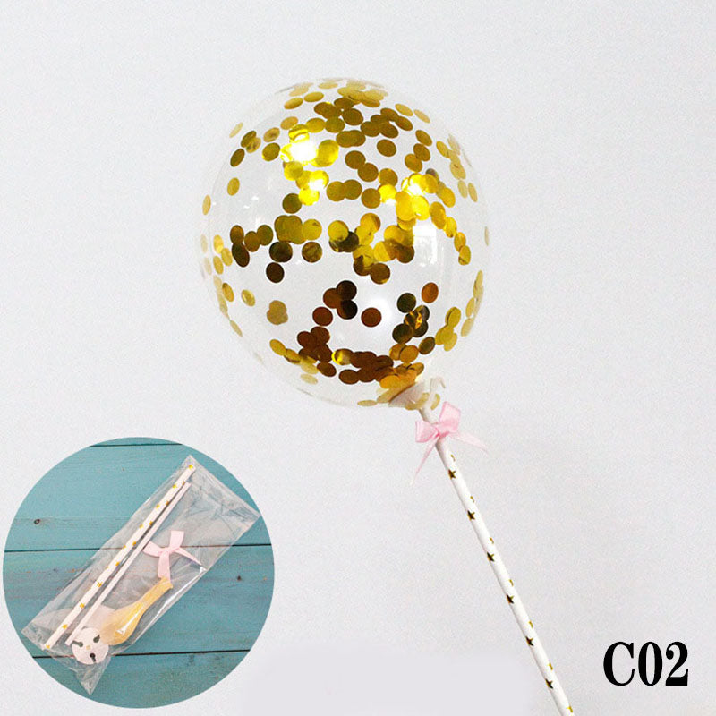 Luftballon Konfetti Tortenstecker Topper - Gold