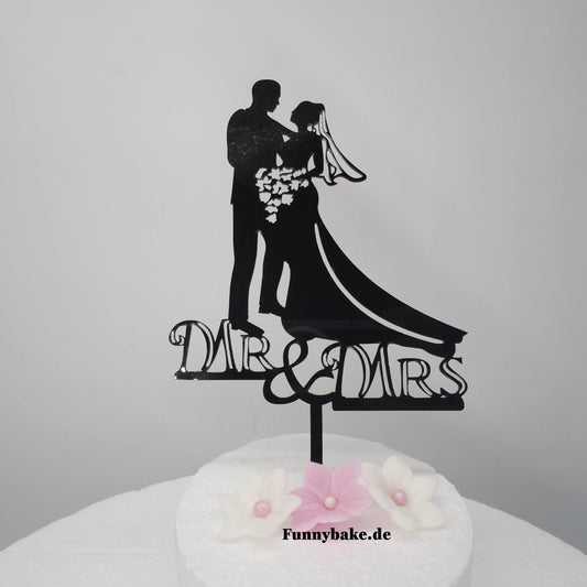 Tortenstecker-Brautpaar-mit-Blumen-schwarz-edel