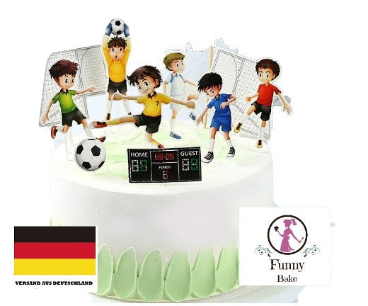 Caketopper-Fußballspiel-Papier-Kindertorte-Tore
