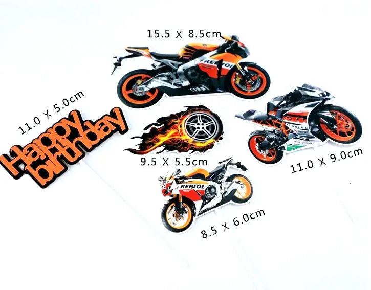 Caketopper Tortenstecker Motorrad Papier-Set - Funny Bake