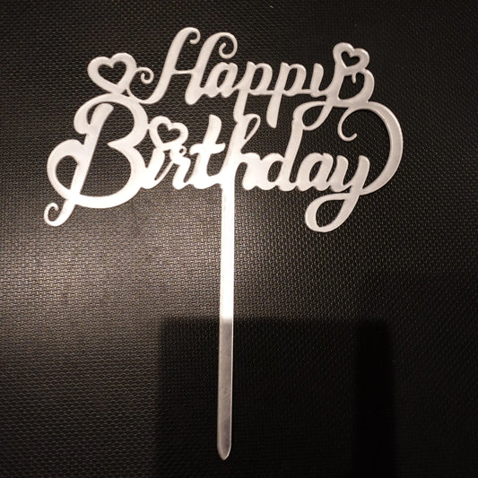 Tortenstecker Happy Birthday silber filigran - Funny Bake