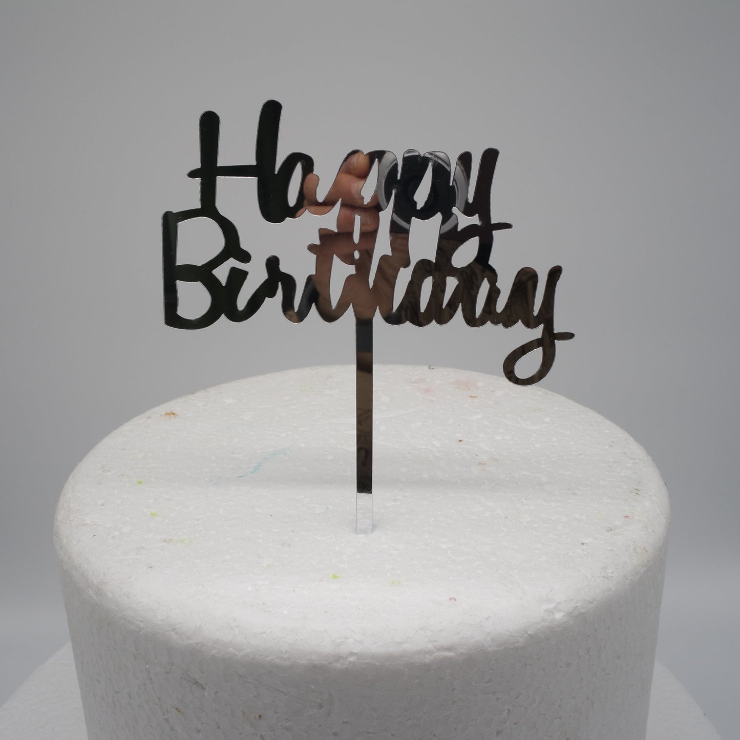 Happy Birthday einfacher Tortenstecker silber