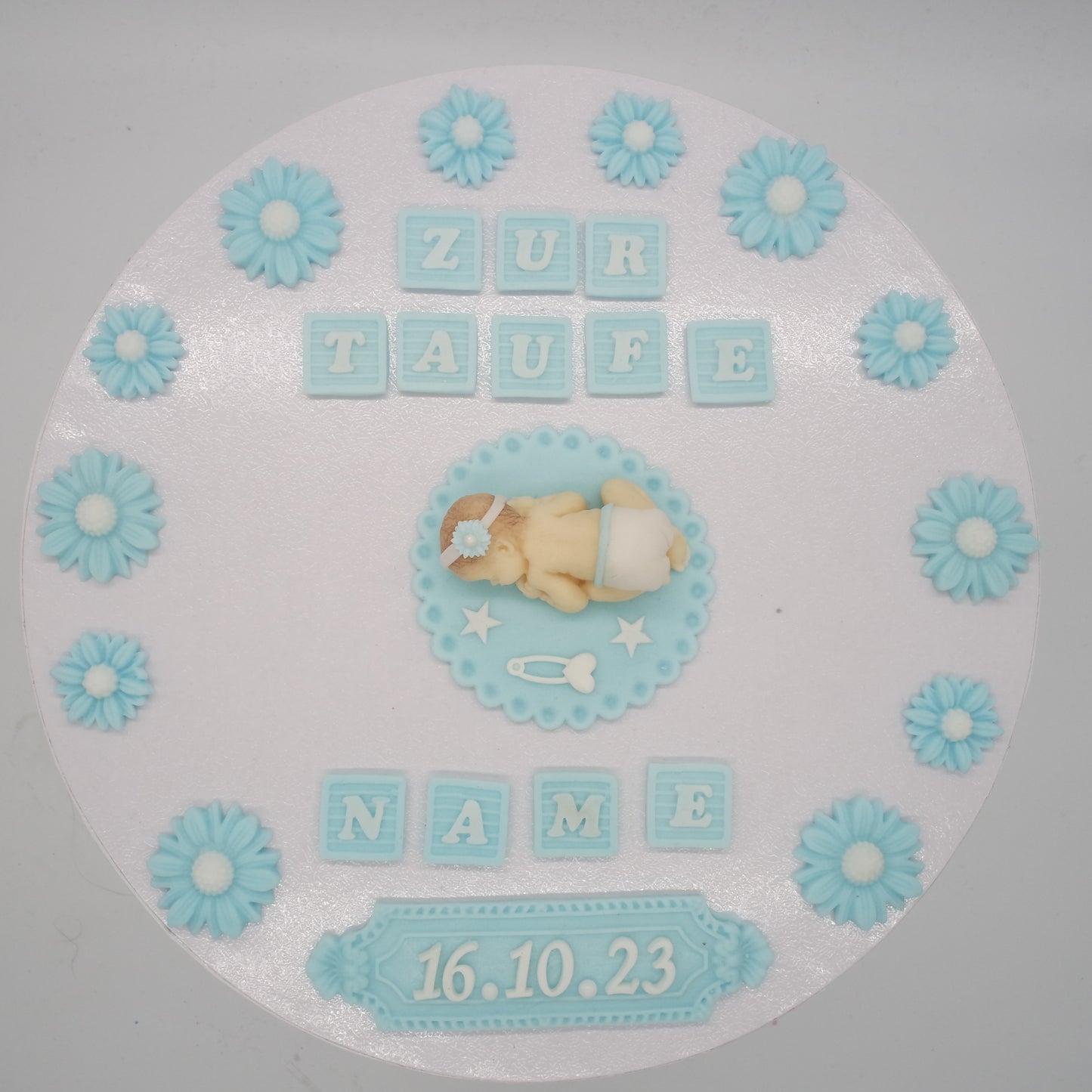 Essbare Tortendeko Baby Taufe Gender Party  Fondant Zucker Torte