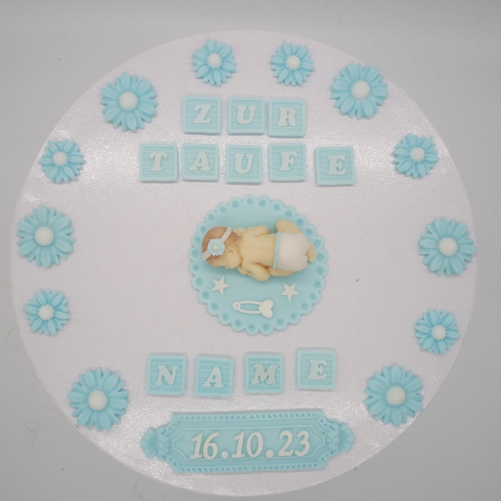 Essbare Tortendeko Baby Taufe Gender Party  Fondant Zucker Torte