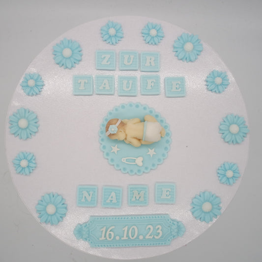 Essbare Tortendeko Baby Taufe Gender Party  Fondant Zucker Torte