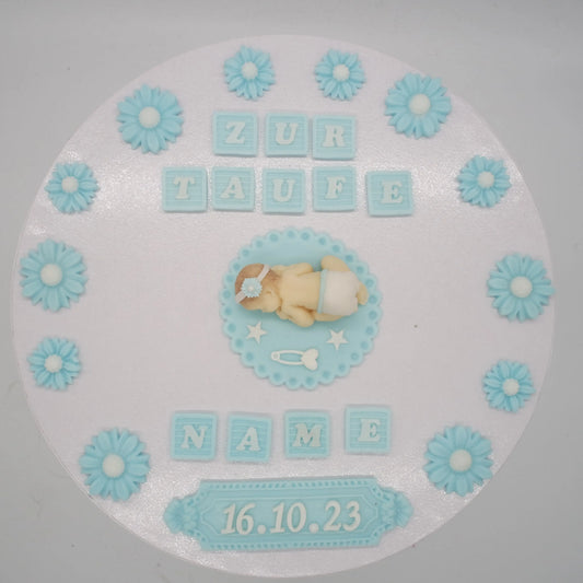 Essbare Tortendeko Baby Taufe Gender Party Fondant Zucker Torte