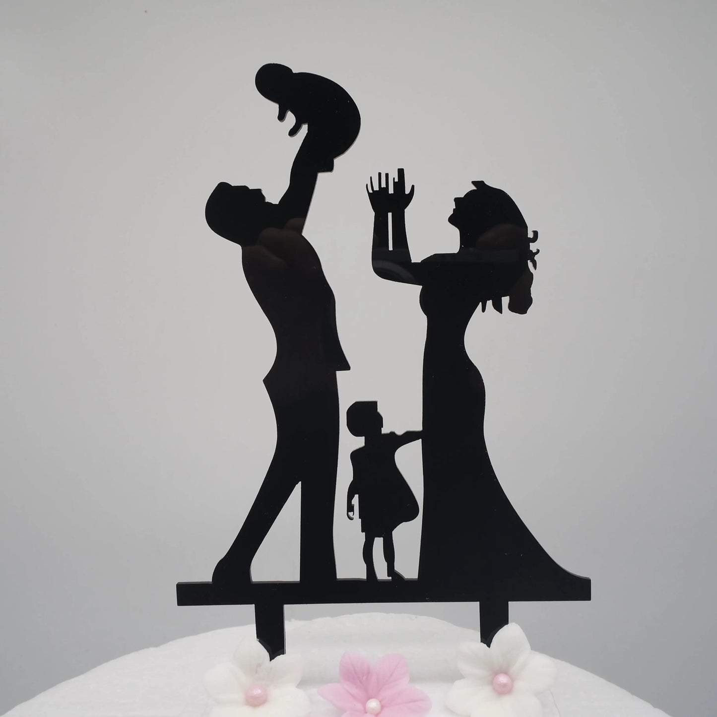 Caketopper-Hochzeit-Familie-2-Kinder-schwarz