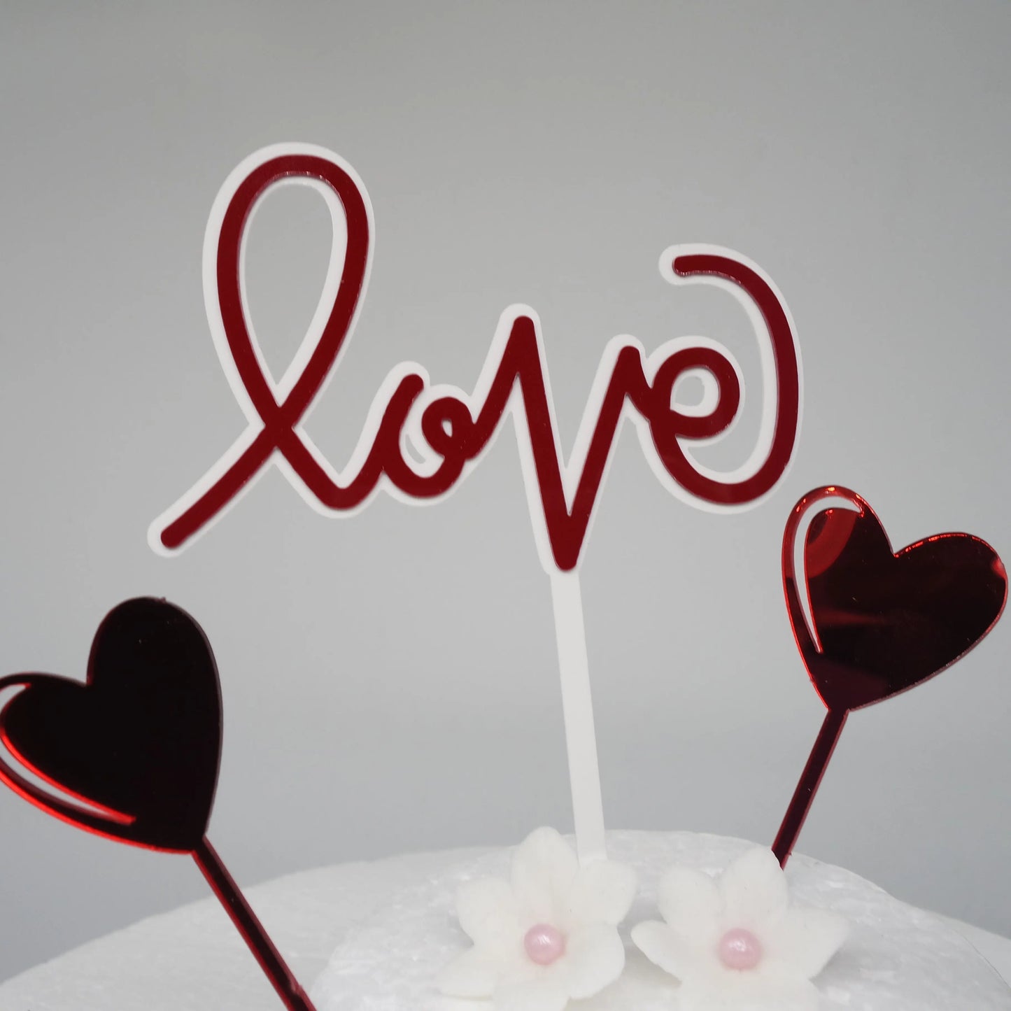 Caketopper "LOVE" mit 3 Herzen - Funny Bake