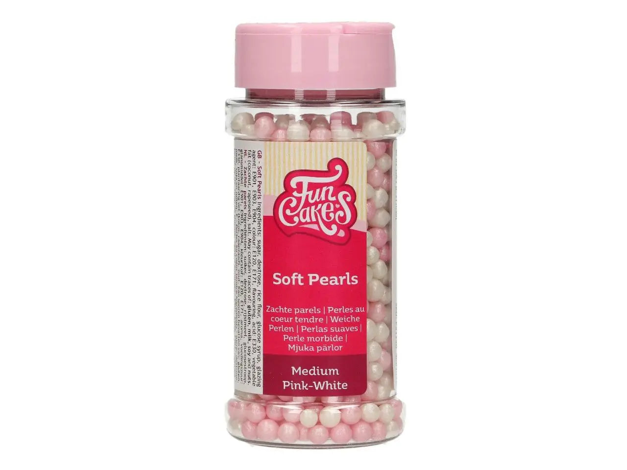 Weiche Zuckerperlen Pink-Weiß - Funcakes - Funny Bake
