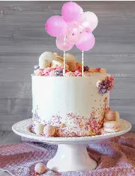 Ballon Girlande Caketopper rosa / weiß - Funny Bake