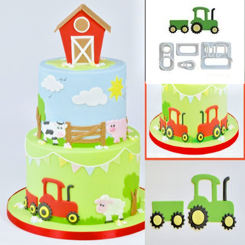Ausstecher Traktor HappyBirthday Bauernhof Torte Fahrzeug Fondant