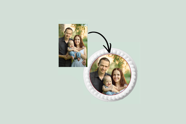 Hinweis für eigene Bilder, Logos und Texte auf Tortenaufleger