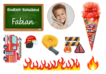 Tortenaufleger Einschulung Feuerwehr personalisiert