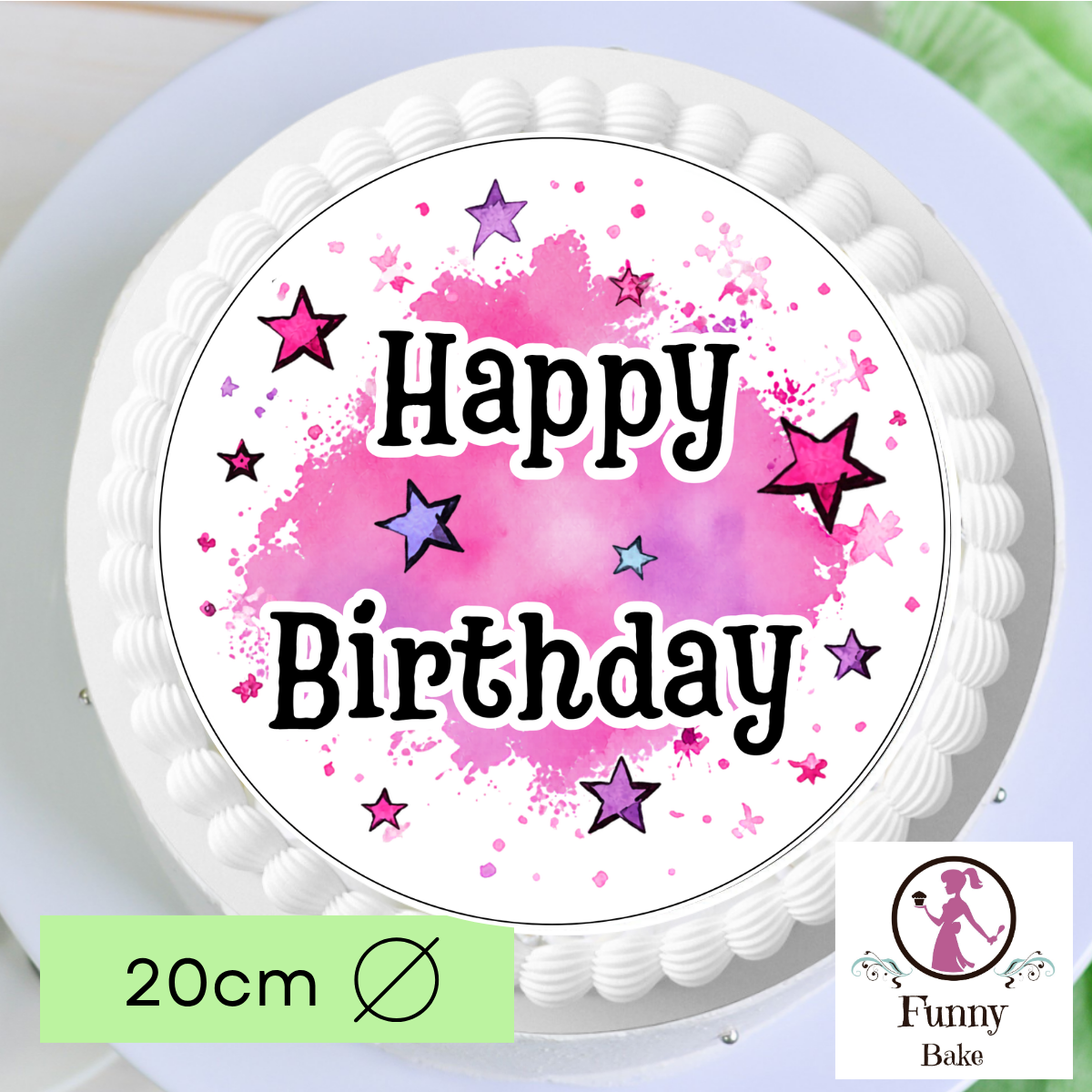 Tortenaufleger Happy Birthday Pink – Girls, Teens & Frauen, essbar 20 cm