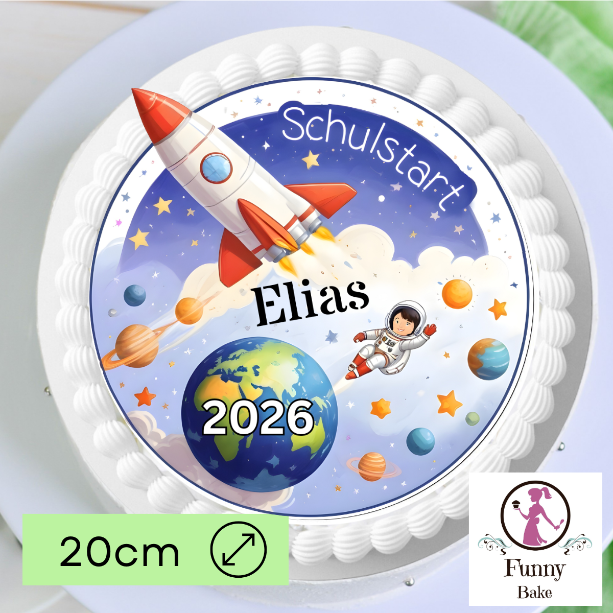 Tortenaufleger Einschulung Weltraum Rakete