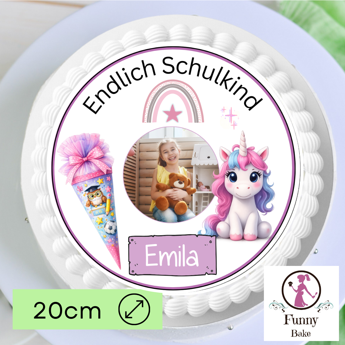 Tortenaufleger Einschulung Einhorn – personalisiert