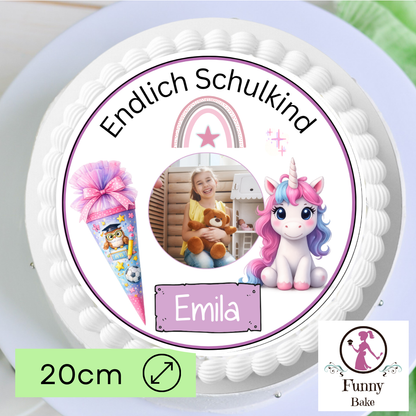 Tortenaufleger Einschulung Einhorn – personalisiert