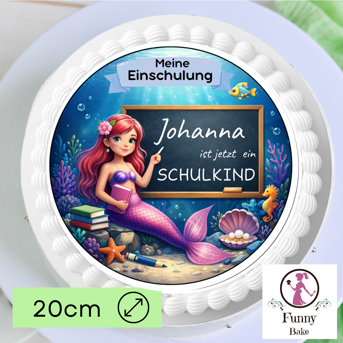 Tortenaufleger Einschulung Meerjungfrau – Meine Einschulung