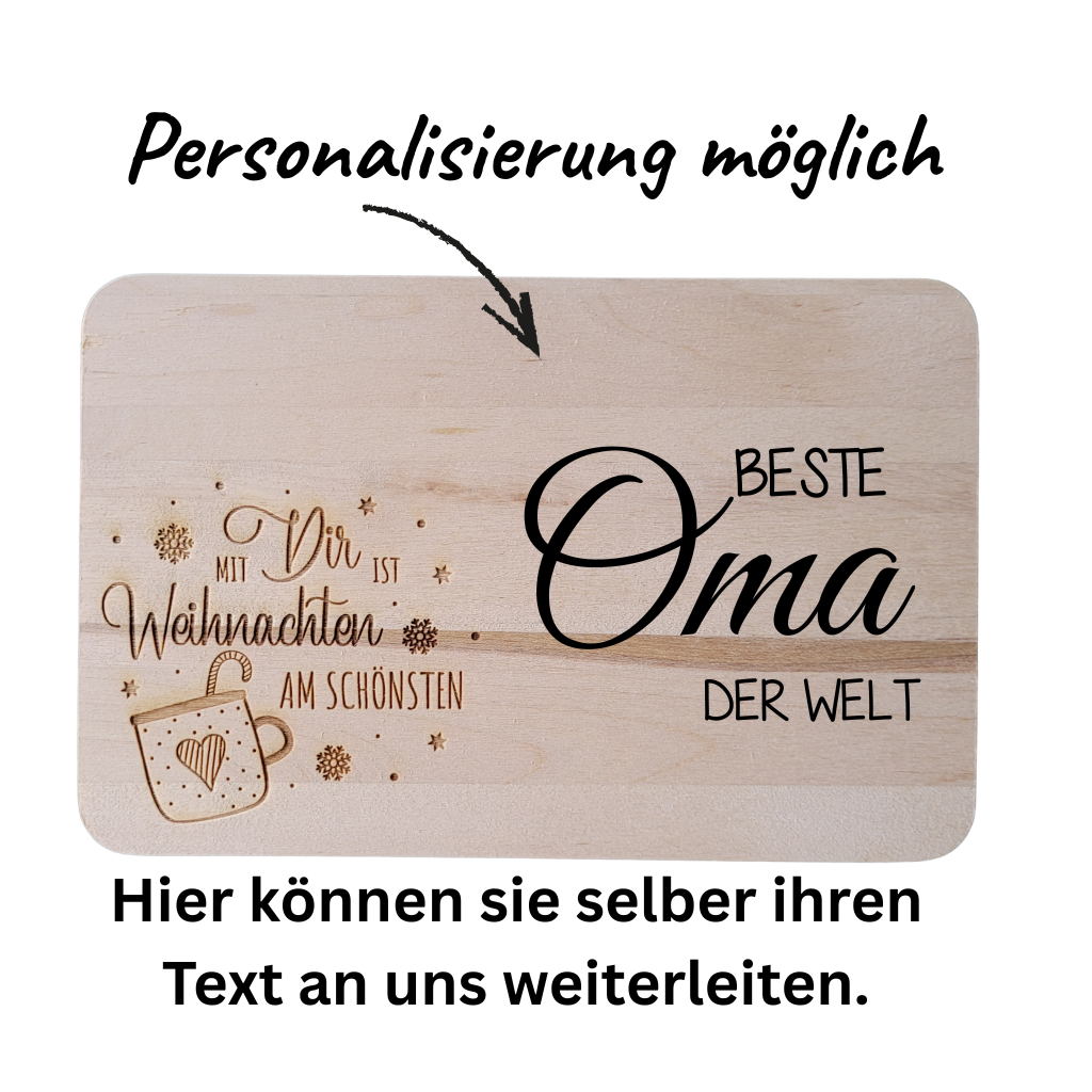 Weihnachtliches Frühstücksbrett mit Spruch - Funny Bake