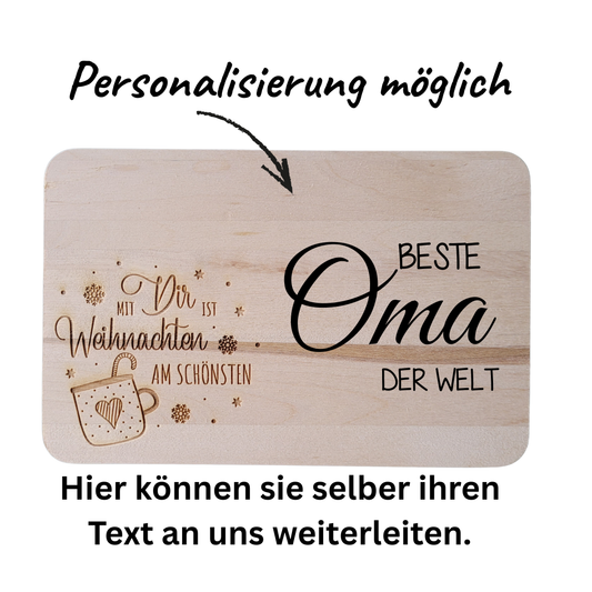 Weihnachtliches Frühstücksbrett mit Spruch - Funny Bake