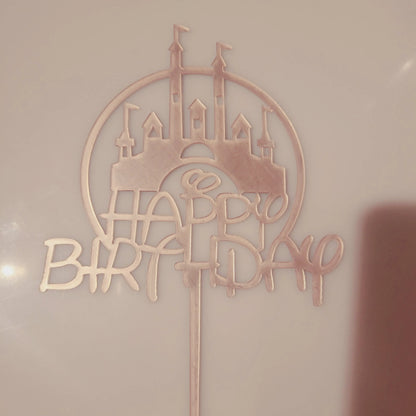Tortenstecker Schloss Disney Happy Birthday rose gold - Funny Bake