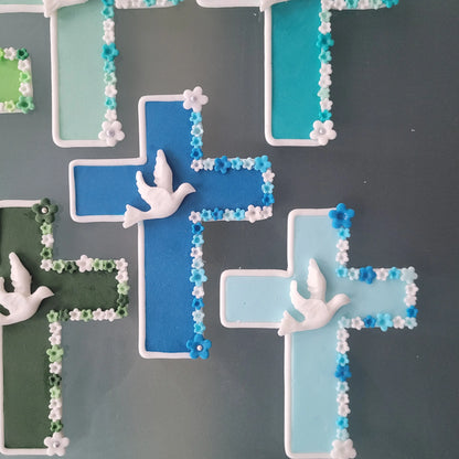 Tortendeko Kreuz Blumenrand Fische - Funny Bake