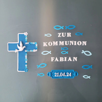 Tortendeko Kreuz Blumenrand Fische - Funny Bake