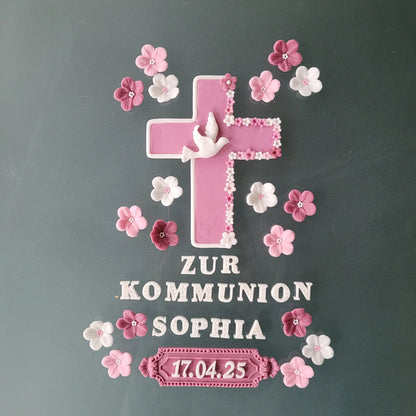 Tortendeko Kreuz +Taube +Blumenrand - Funny Bake